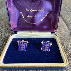 London Badge & Button Cufflink Set Vintage